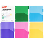 JAM Paper® Plastic Index Tab Dividers with Double Pockets, 5-Tab, 9 3/4 x 11 1/2, Multicolor (375032920)