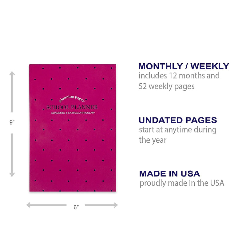 Kahootie Co. It's That Kinda Day School & After School 9" x 6" Monthly & Weekly Planner, Pink Polka Dots (ITKSPPD)