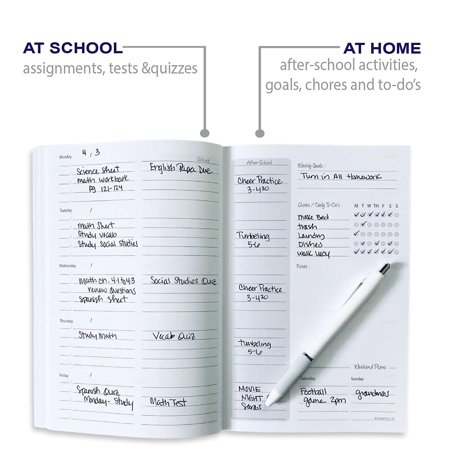 Kahootie Co. It's That Kinda Day School & After School 9" x 6" Monthly & Weekly Planner, Teal Polka Dots (ITKSTPD)