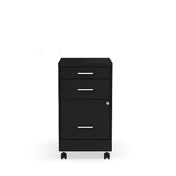 Staples 3-Drawer Mobile Vertical File Cabinet, Letter Size, Lockable, 25.7"H x 14.3"W x 19.9"D, Black (ST52156-CC)