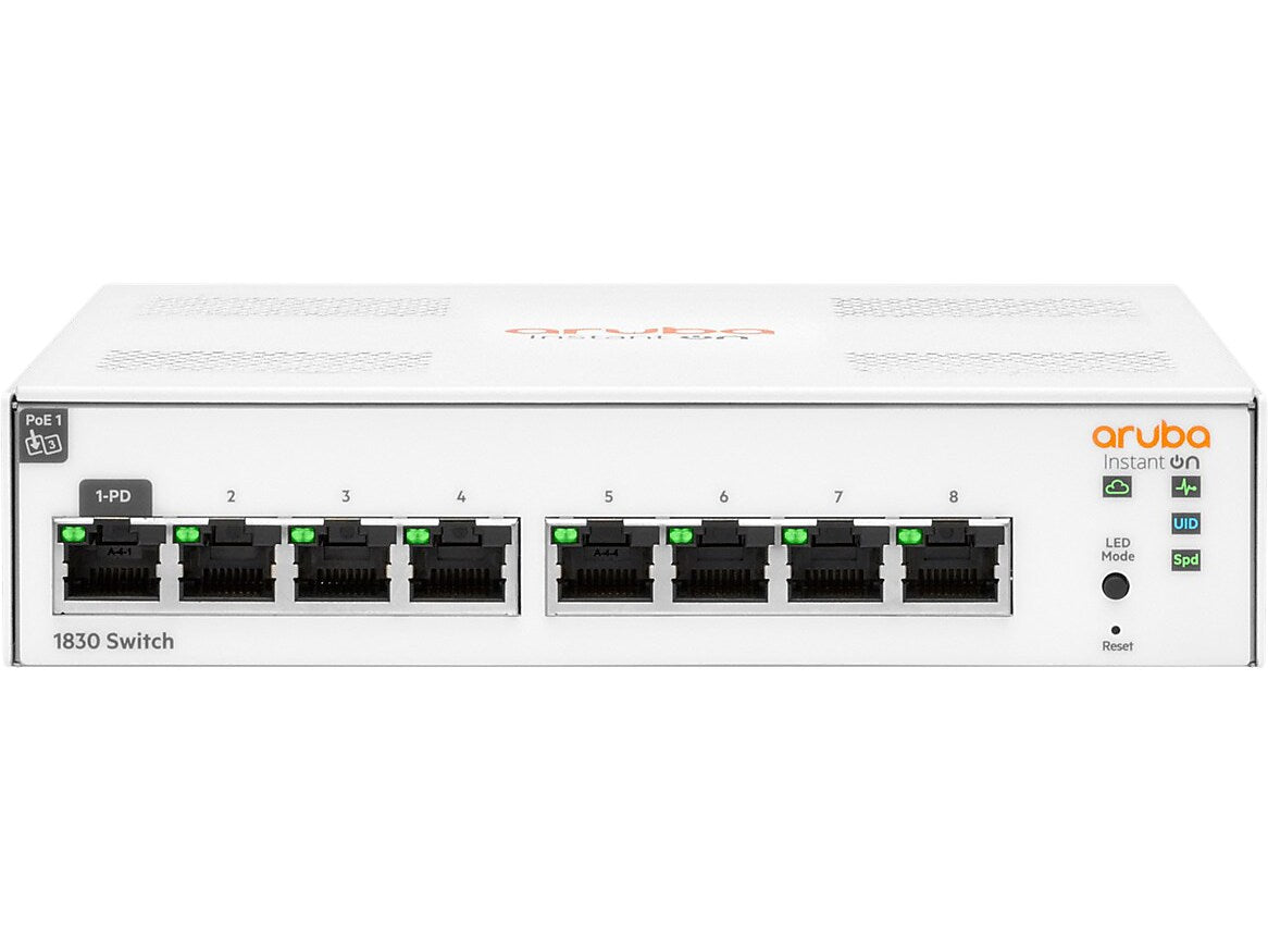 Aruba Instant On 1830 8-Port Gigabit Ethernet Managed Switch, 10/100/1000 Mbps, White (JL810A#ABA)