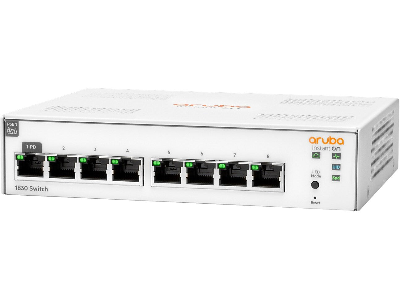 Aruba Instant On 1830 8-Port Gigabit Ethernet Managed Switch, 10/100/1000 Mbps, White (JL810A#ABA)