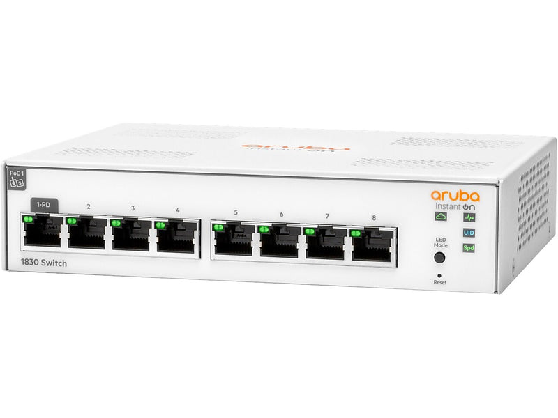 Aruba Instant On 1830 8-Port Gigabit Ethernet Managed Switch, 10/100/1000 Mbps, White (JL810A#ABA)