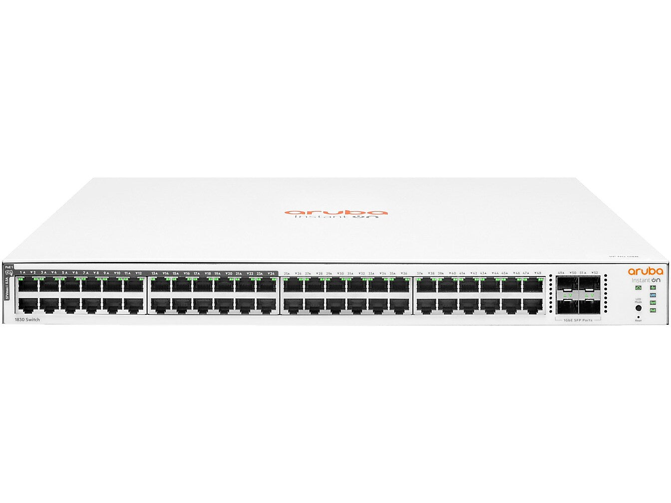 Aruba Instant On 1830 48-Port Gigabit Ethernet Managed Switch, 10/100/1000 Mbps, White (JL815A#ABA)
