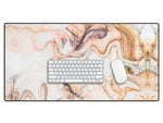 DENY Designs Anti-Slip Polyester Desk Pad, 15.5" x 31.5", Abstract Pink Marble Mosaic (65599-DSKMAT)