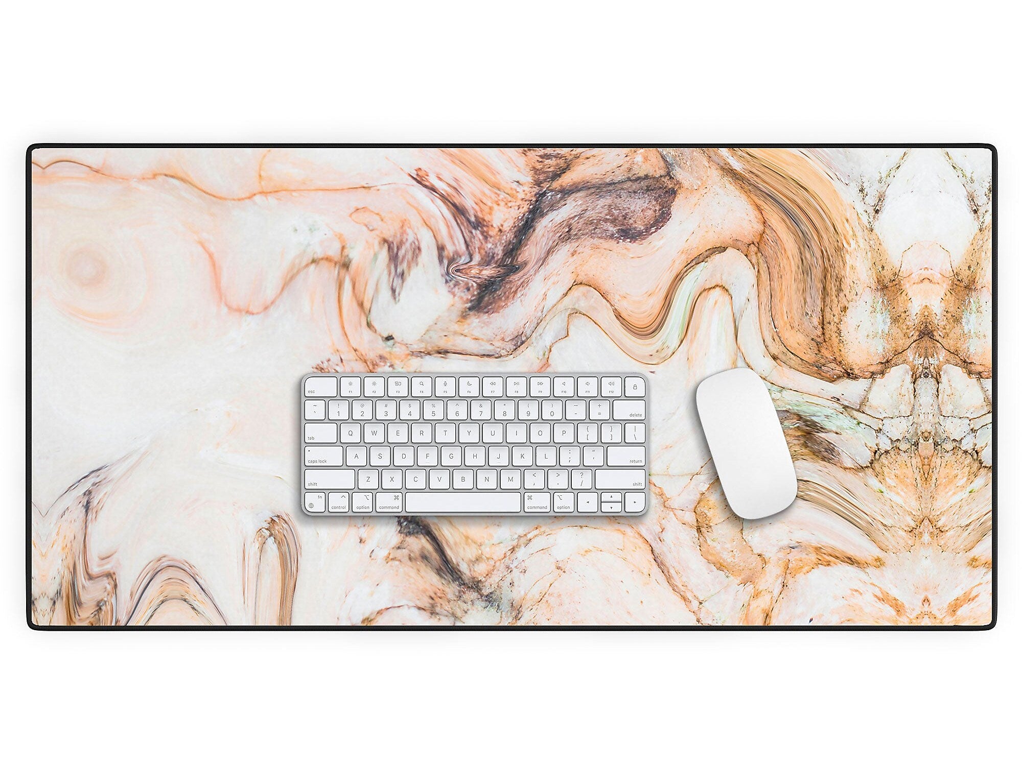DENY Designs Anti-Slip Polyester Desk Pad, 15.5" x 31.5", Abstract Pink Marble Mosaic (65599-DSKMAT)