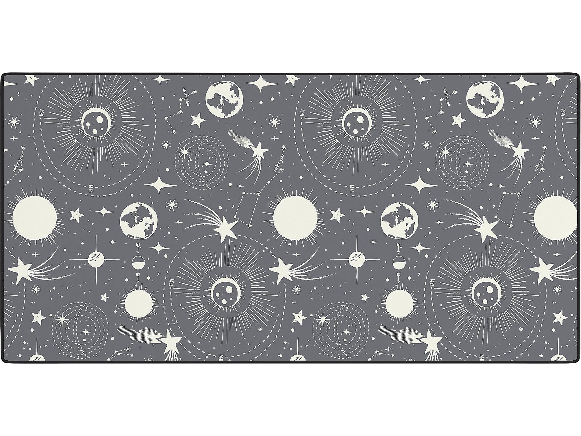 DENY Designs Anti-Slip Polyester Desk Pad, 15.5" x 31.5", Solar System Moondust (69054-DSKMAT)
