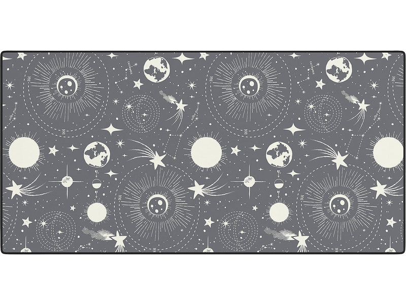 DENY Designs Anti-Slip Polyester Desk Pad, 15.5" x 31.5", Solar System Moondust (69054-DSKMAT)