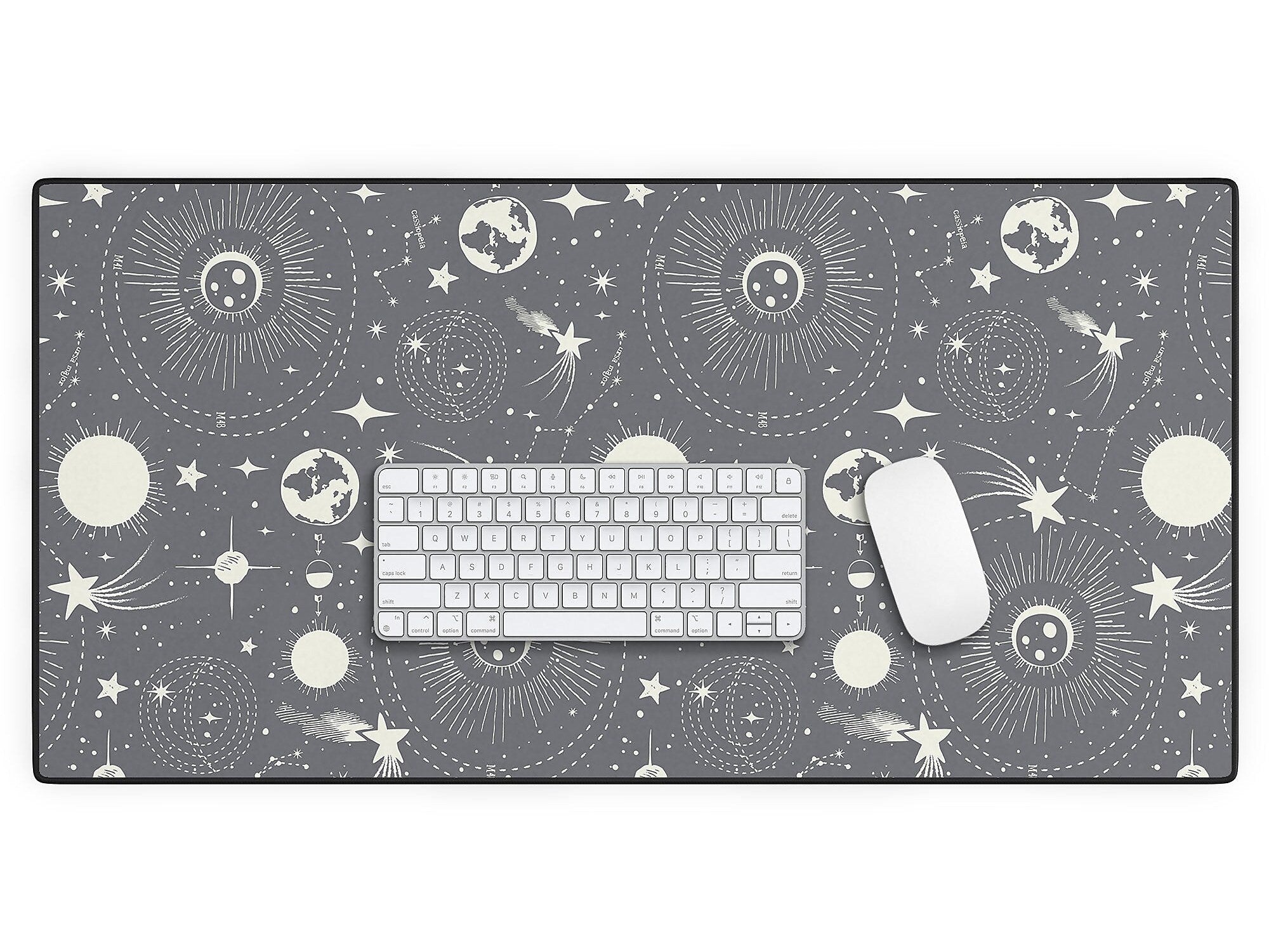 DENY Designs Anti-Slip Polyester Desk Pad, 15.5" x 31.5", Solar System Moondust (69054-DSKMAT)