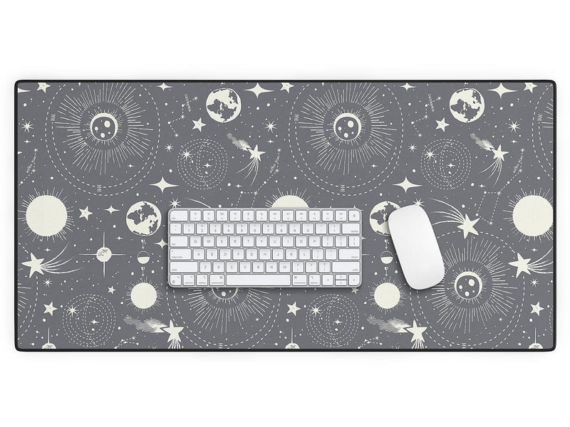 DENY Designs Anti-Slip Polyester Desk Pad, 15.5" x 31.5", Solar System Moondust (69054-DSKMAT)