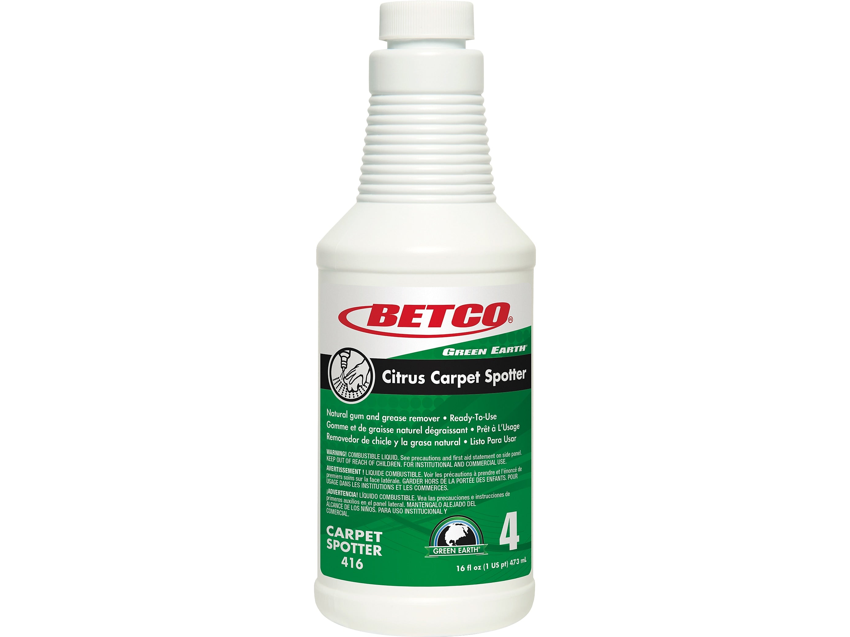 Betco Carpet Green Earth Spotter Gel, Citrus Scent, 16 Oz., 12/Carton (4161800)