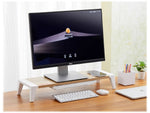 Bostitch Adjustable Monitor Stand with Wireless Charging Pad, Light Wood/White (STND-2408WH)