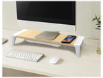 Bostitch Adjustable Monitor Stand with Wireless Charging Pad, Light Wood/White (STND-2408WH)