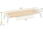Bostitch Adjustable Monitor Stand with Wireless Charging Pad, Light Wood/White (STND-2408WH)