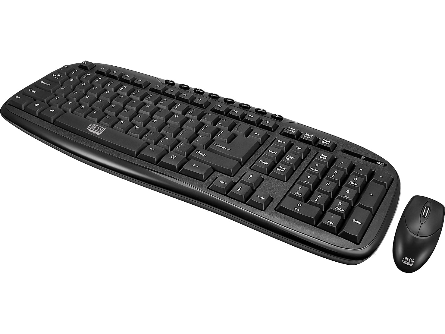 Adesso Wireless Keyboard and Optical Mouse Combo, Black (WKB-1330CB)