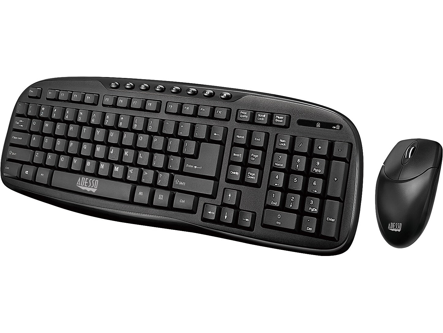 Adesso Wireless Keyboard and Optical Mouse Combo, Black (WKB-1330CB)