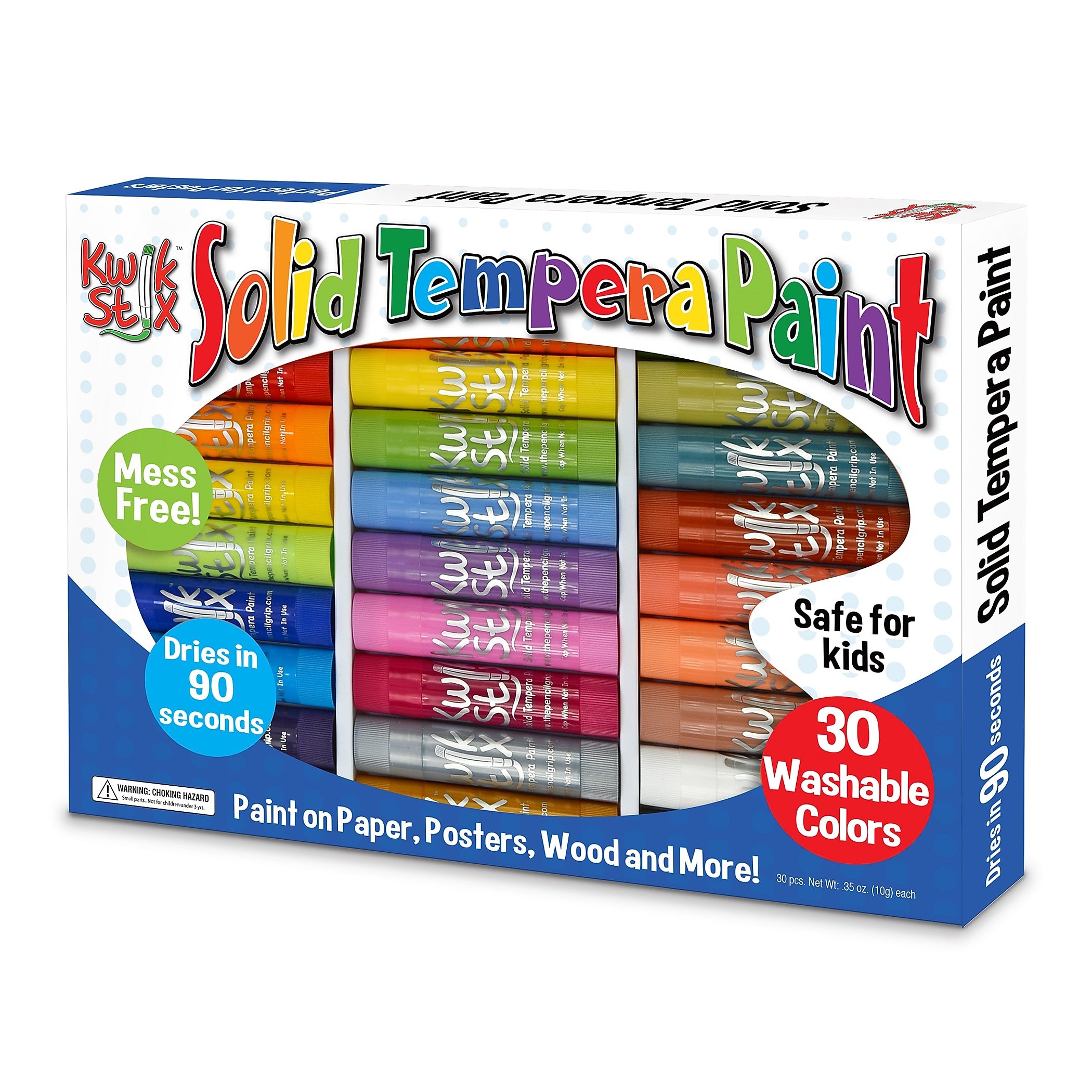 The Pencil Grip Kwik Stix Tempera Paint, Assorted Colors, 30/Pack (TPG681)