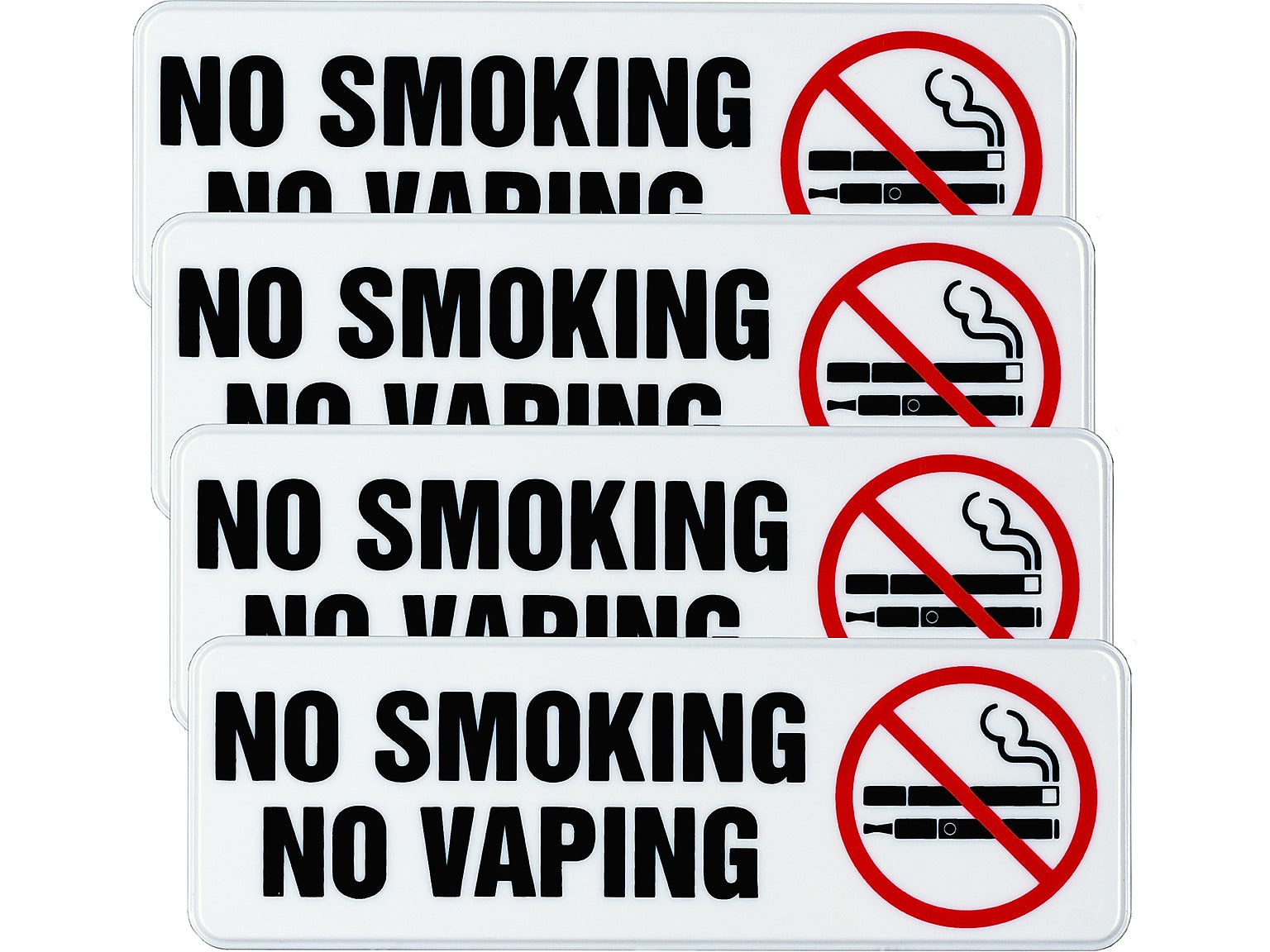Excello Global Products No Smoking No Vaping Indoor/Outdoor Wall Sign, 9" x 3", Multicolor, 4/Pack (EGP-HD-0175-S)