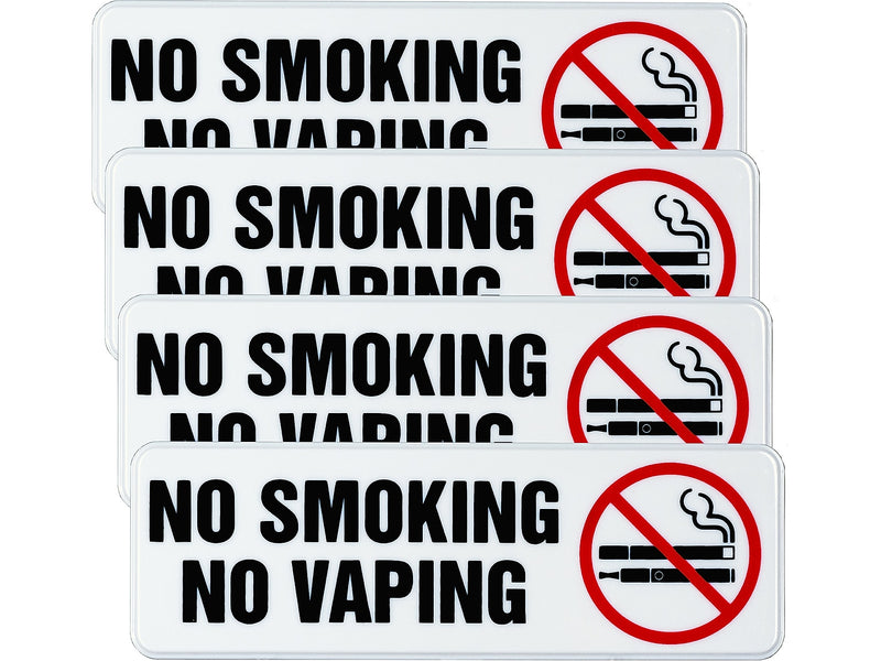 Excello Global Products No Smoking No Vaping Indoor/Outdoor Wall Sign, 9" x 3", Multicolor, 4/Pack (EGP-HD-0175-S)