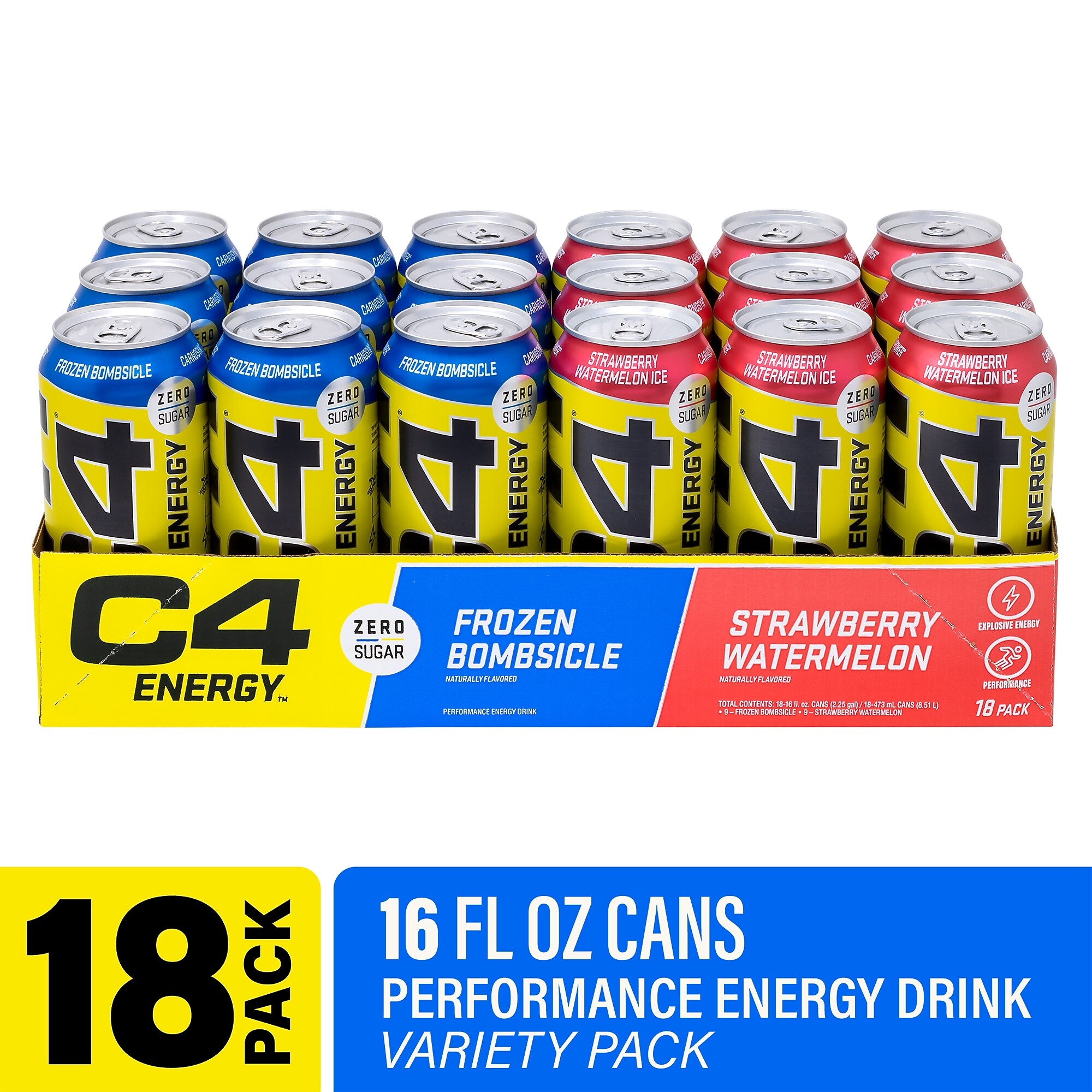 C4 Sugar-Free Energy Drink Variety Pack, 16 oz. 18/Pack (220-02047)
