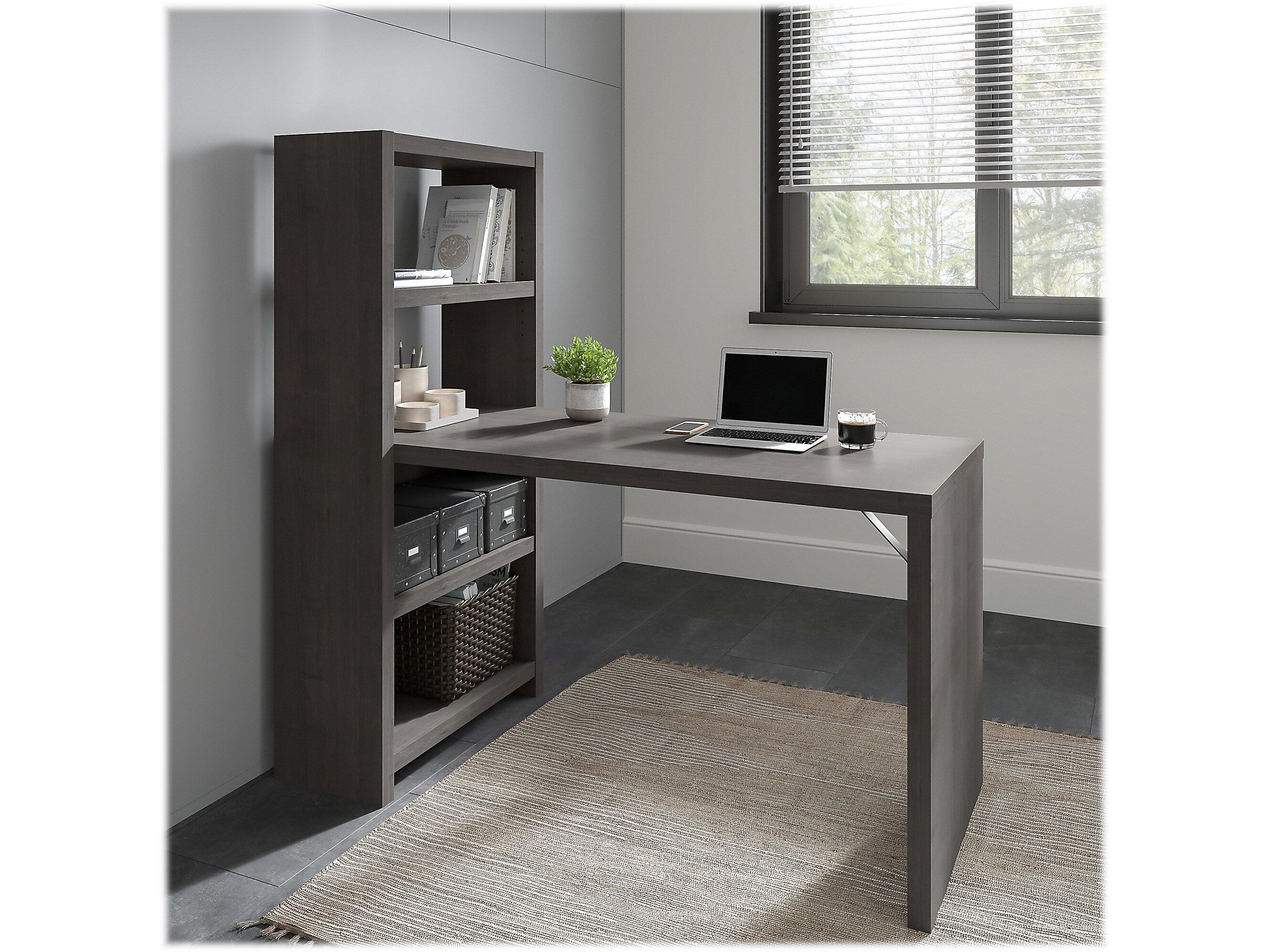 Bush Business Furniture Echo 56W Bookcase Desk, Charcoal Maple (KI60307-03)