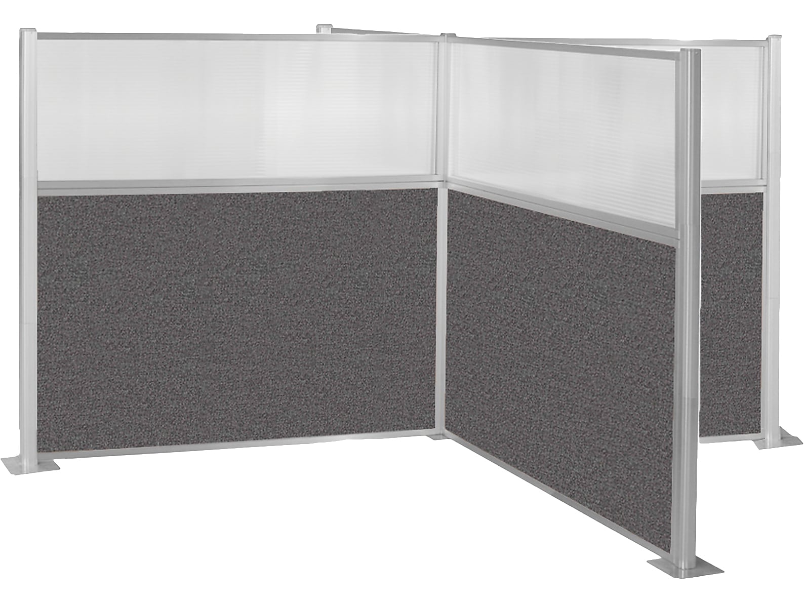 Versare Freestanding Hush Cubicle Kit with Windows, 6"H x 12"W, Charcoal Gray/Clear Fabric/Polycarbonate (1851602)