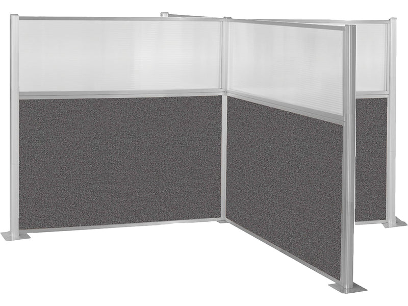 Versare Freestanding Hush Cubicle Kit with Windows, 6"H x 12"W, Charcoal Gray/Clear Fabric/Polycarbonate (1851602)