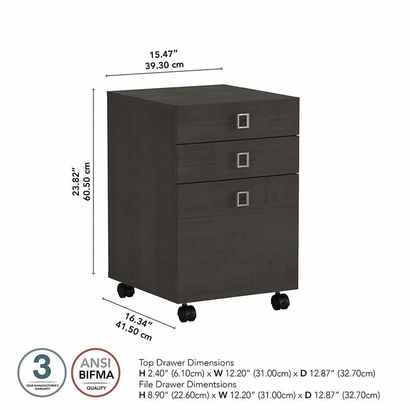 Bush Business Furniture Echo 3 Drawer Mobile File Cabinet, Charcoal Maple (KI60301-03)