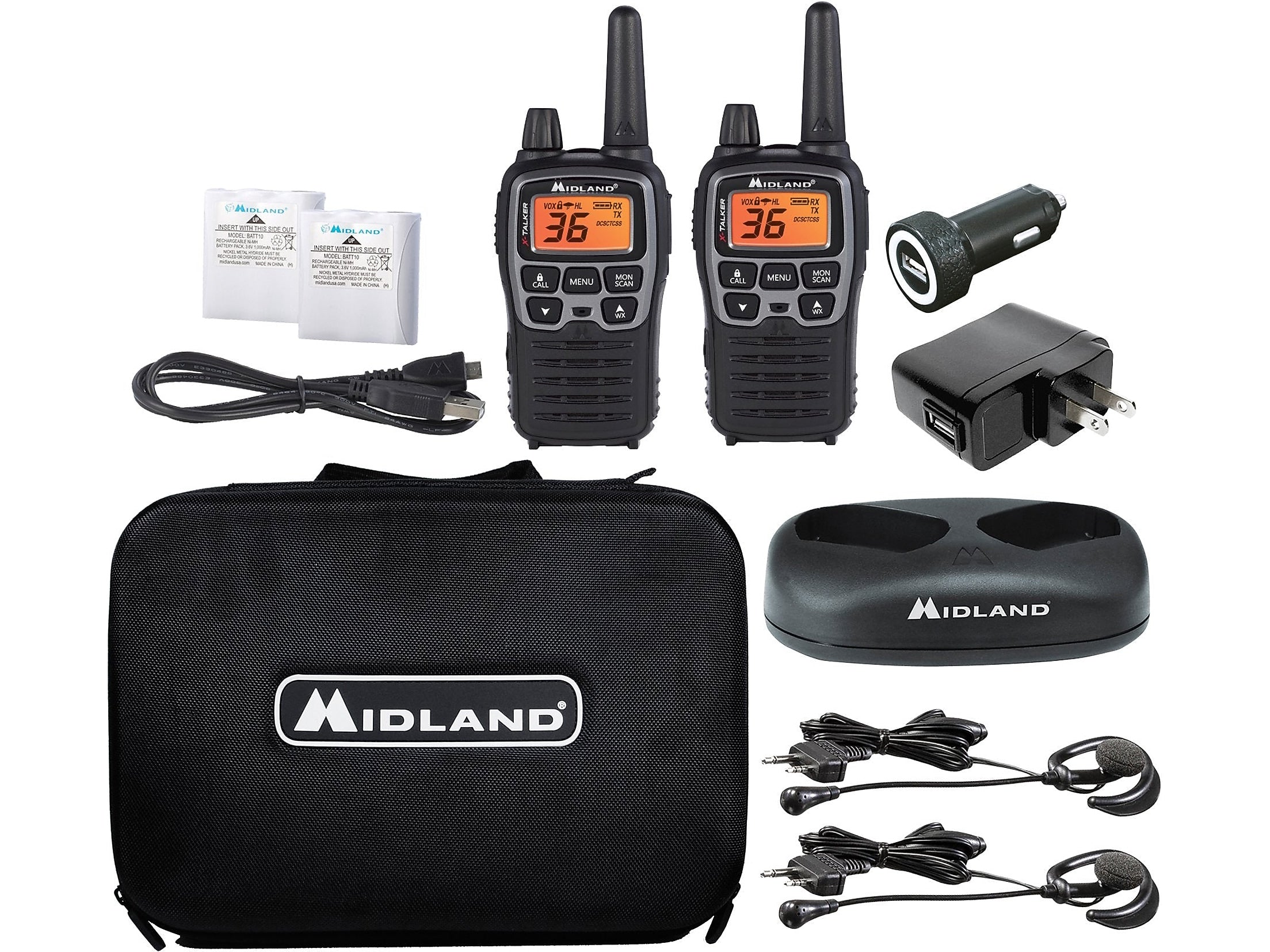 MIDLAND RADIO X-Talker Two Way Radio, Black/Gray, 2/Pair (T77VP5)
