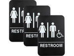 Excello Global Products Restroom Sign with Braille Indoor/Outdoor Wall Sign, 6" x 9", Black/White, 3/Pack (EGP-HD-0036-S)