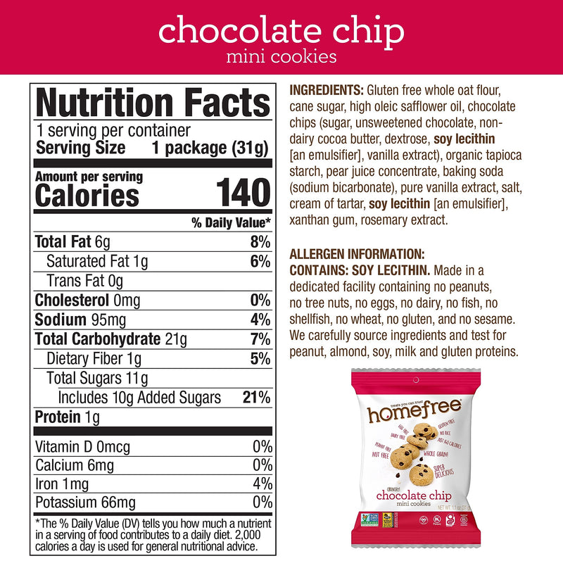 HomeFree Gluten Free Cookies Variety Pack, 1.1 oz., 20/Box (600-00264)