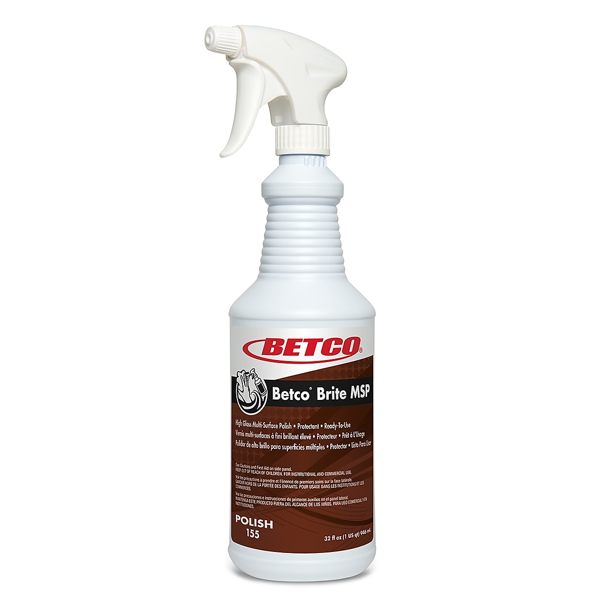 Betco Brite MSP Multi-Surface Polish, Lemon Scent, 32 Oz., 12/Carton (1551200)