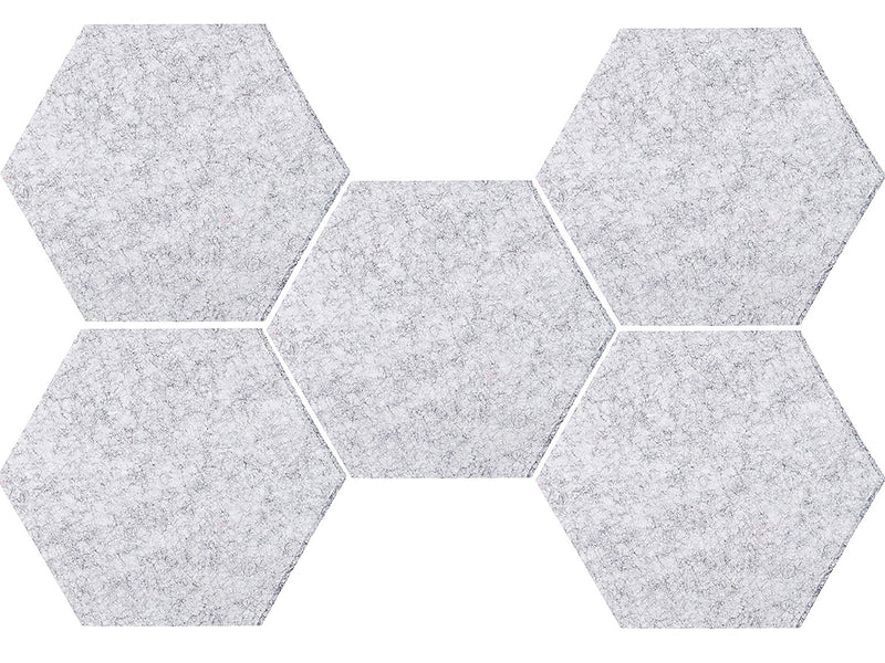 Versare SoundSorb Wall-Mounted Acoustic Hexagon, 12"H x 12"W, Marble Gray, 5/Pack (7825080)