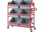 Rubbermaid 3-Shelf Metal Tote Picking Cart, Red (2144269)