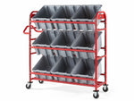 Rubbermaid 3-Shelf Metal Tote Picking Cart, Red (2144269)