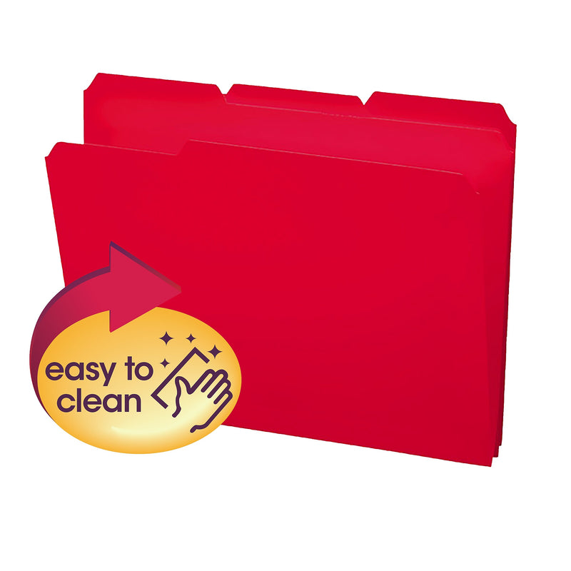 Smead Poly File Folder, 1/3-Cut- Tab Letter Size, Red, 24 per Bx (10501)