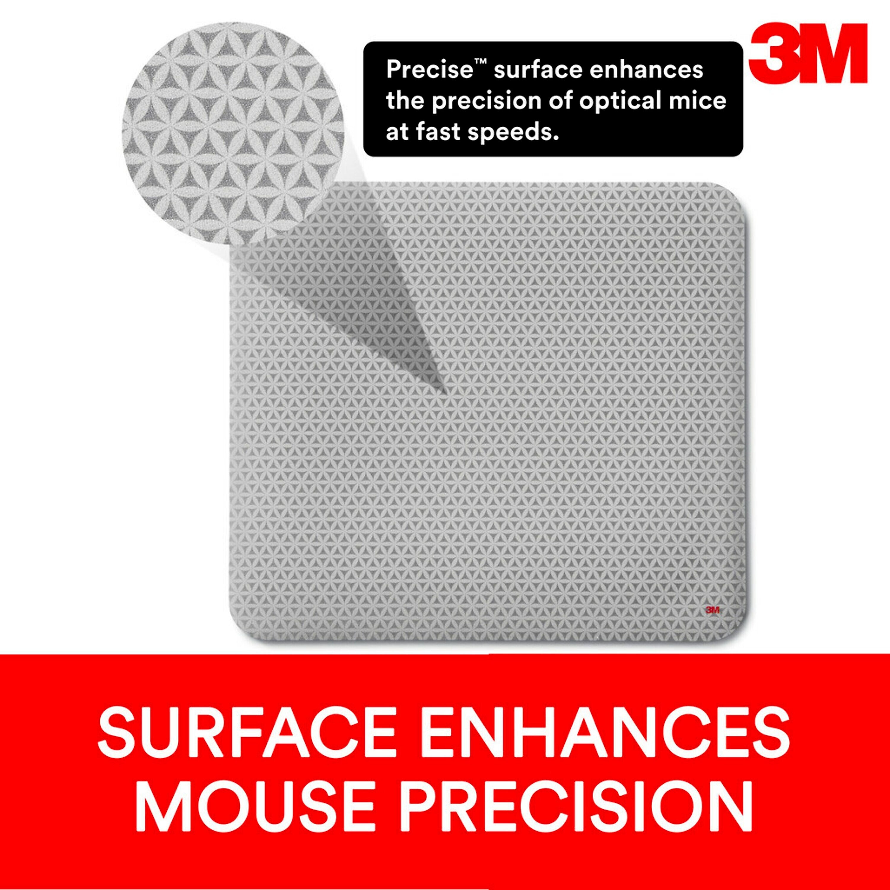 3M™ Precise™ Foam Non-Skid Mouse Pad, White Bitmap (MP114-BSD1)