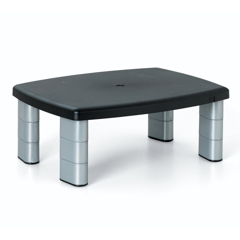 3M Adjustable Monitor Stand, Up to 21" Monitor, Black/Silver (MS80B)