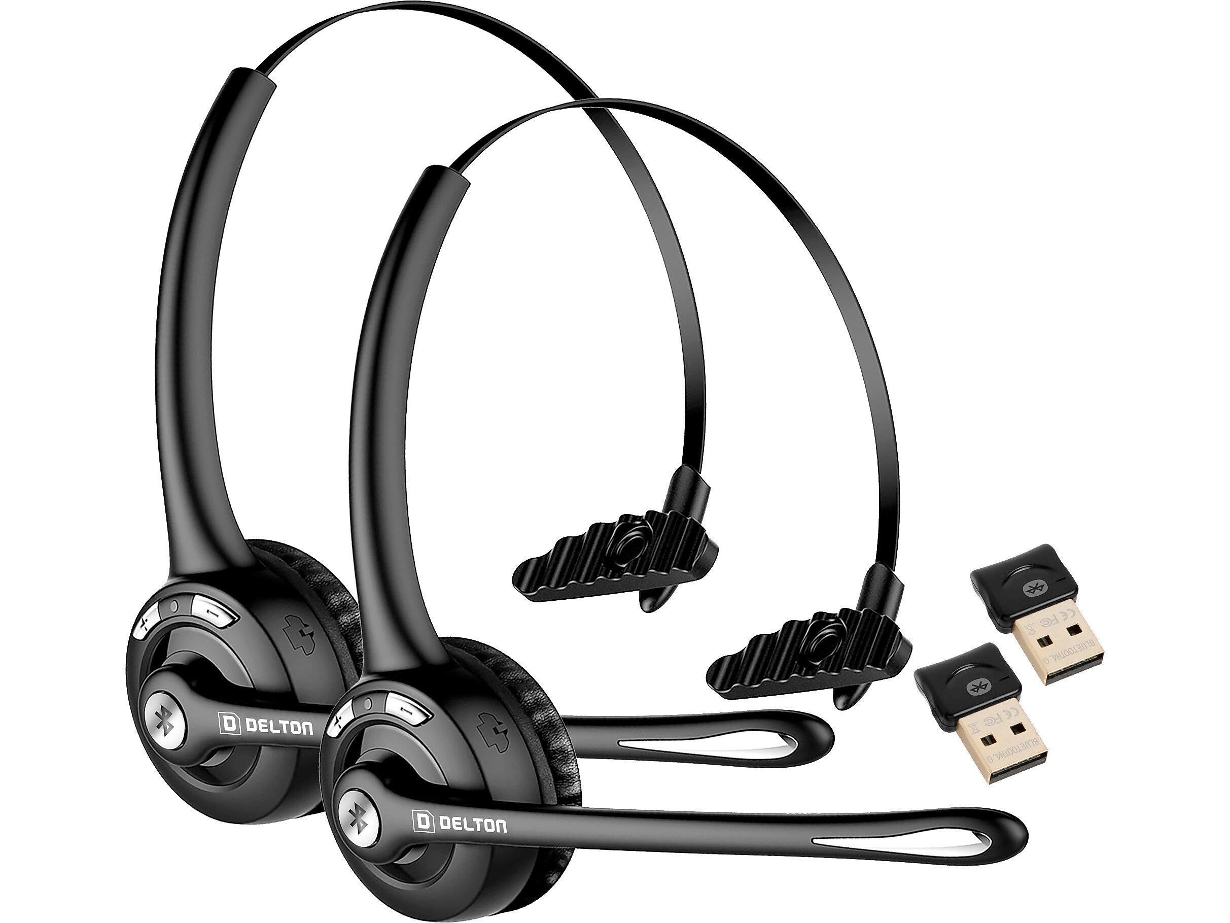 Delton Noise Canceling Bluetooth On Ear Mobile Headset, Black, 2/Pack (DBTHEAD10XBTDLX2)