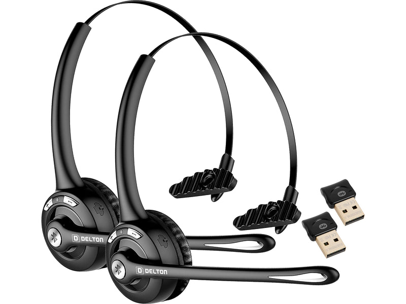 Delton Noise Canceling Bluetooth On Ear Mobile Headset, Black, 2/Pack (DBTHEAD10XBTDLX2)