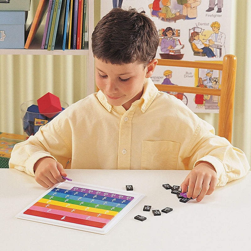 Learning Resources Rainbow Fraction Tiles Early Math Skills Manipulative, Assorted Colors, 54 Pieces/Set (LER0615)