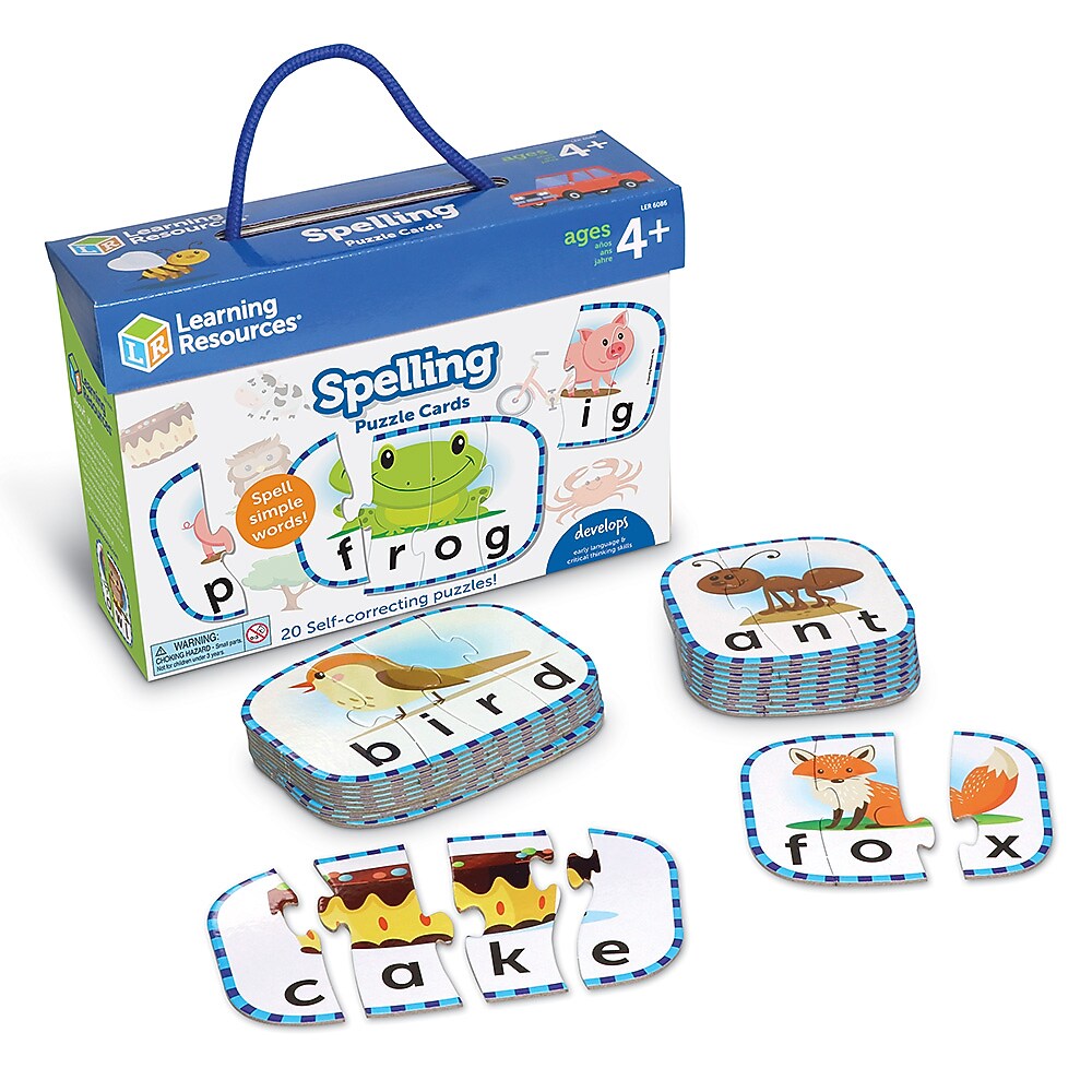 Learning Resources Spelling Puzzle Cards Self Correcting Puzzles Manipulative, 20/Set (LER6086)