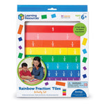 Learning Resources Rainbow Fraction Tiles Early Math Skills Manipulative, Assorted Colors, 54 Pieces/Set (LER0615)