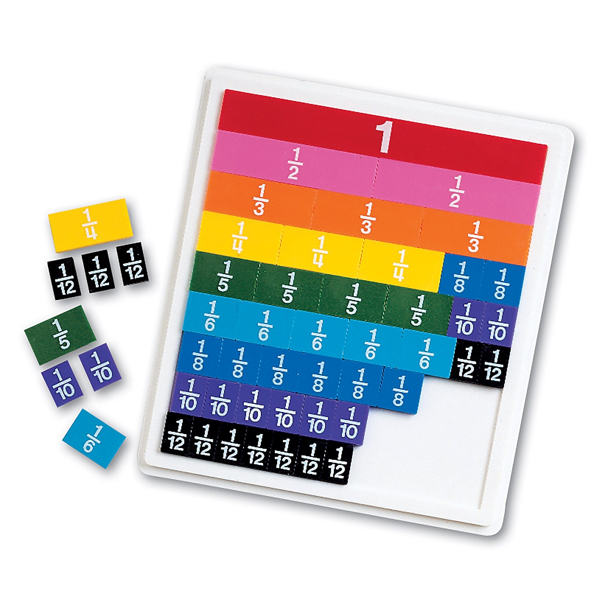 Learning Resources Rainbow Fraction Tiles Early Math Skills Manipulative, Assorted Colors, 54 Pieces/Set (LER0615)