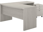 Bush Business Furniture Echo 60"W L Shaped Bow Front Desk with Mobile File Cabinet, Gray Sand (ECH007GS)