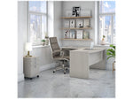 Bush Business Furniture Echo 60"W L Shaped Bow Front Desk with Mobile File Cabinet, Gray Sand (ECH007GS)