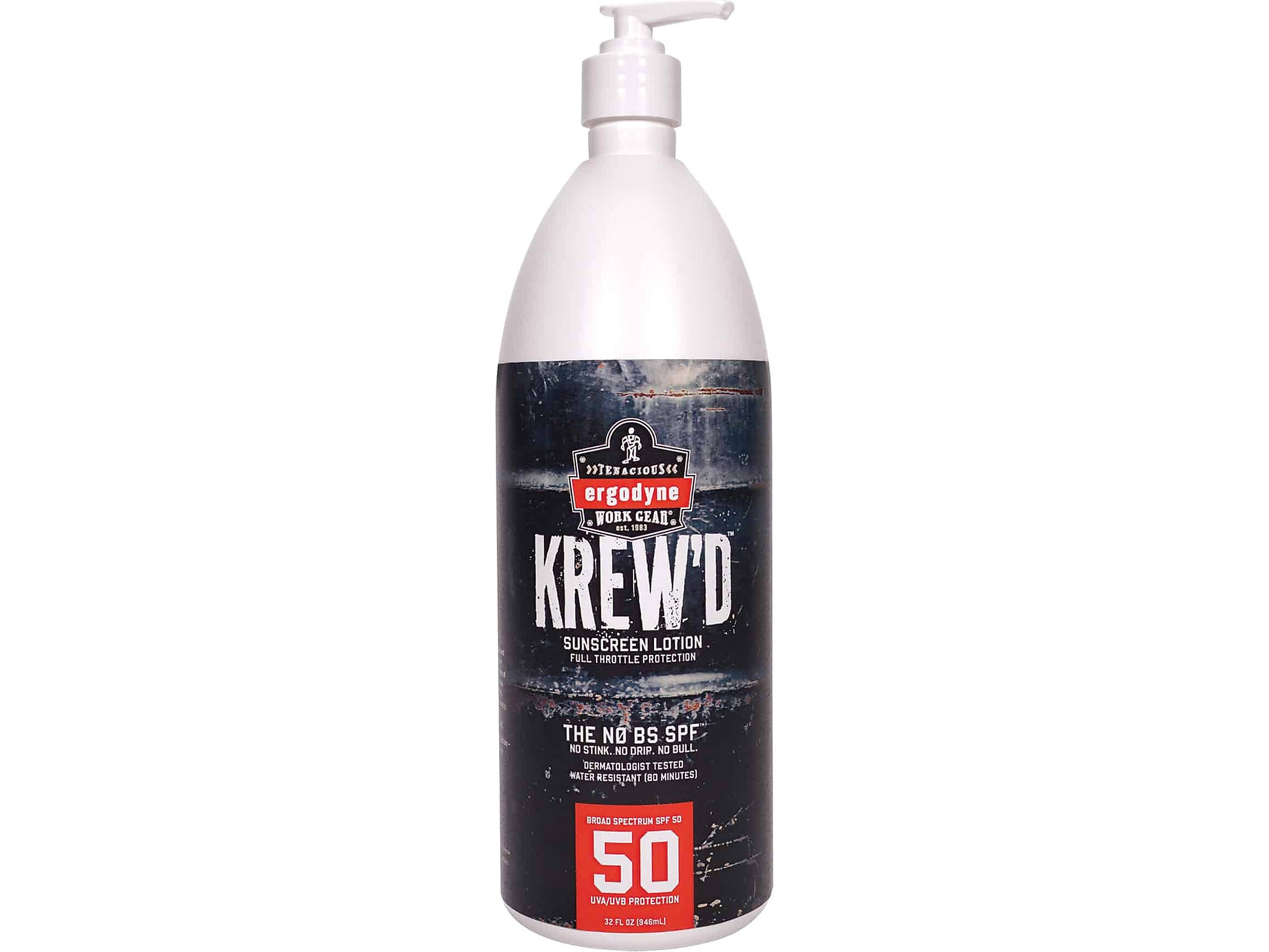 Ergodyne KREW'D Sunscreen Lotion, SPF 50, 32 Oz. (16635)