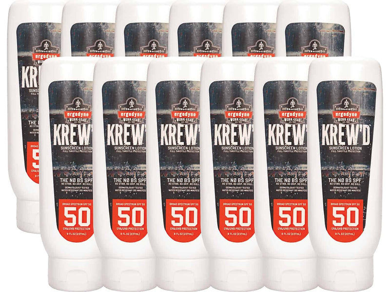 Ergodyne KREW'D Sunscreen Lotion, SPF 50, 8 Oz., 12/Pack (16636)