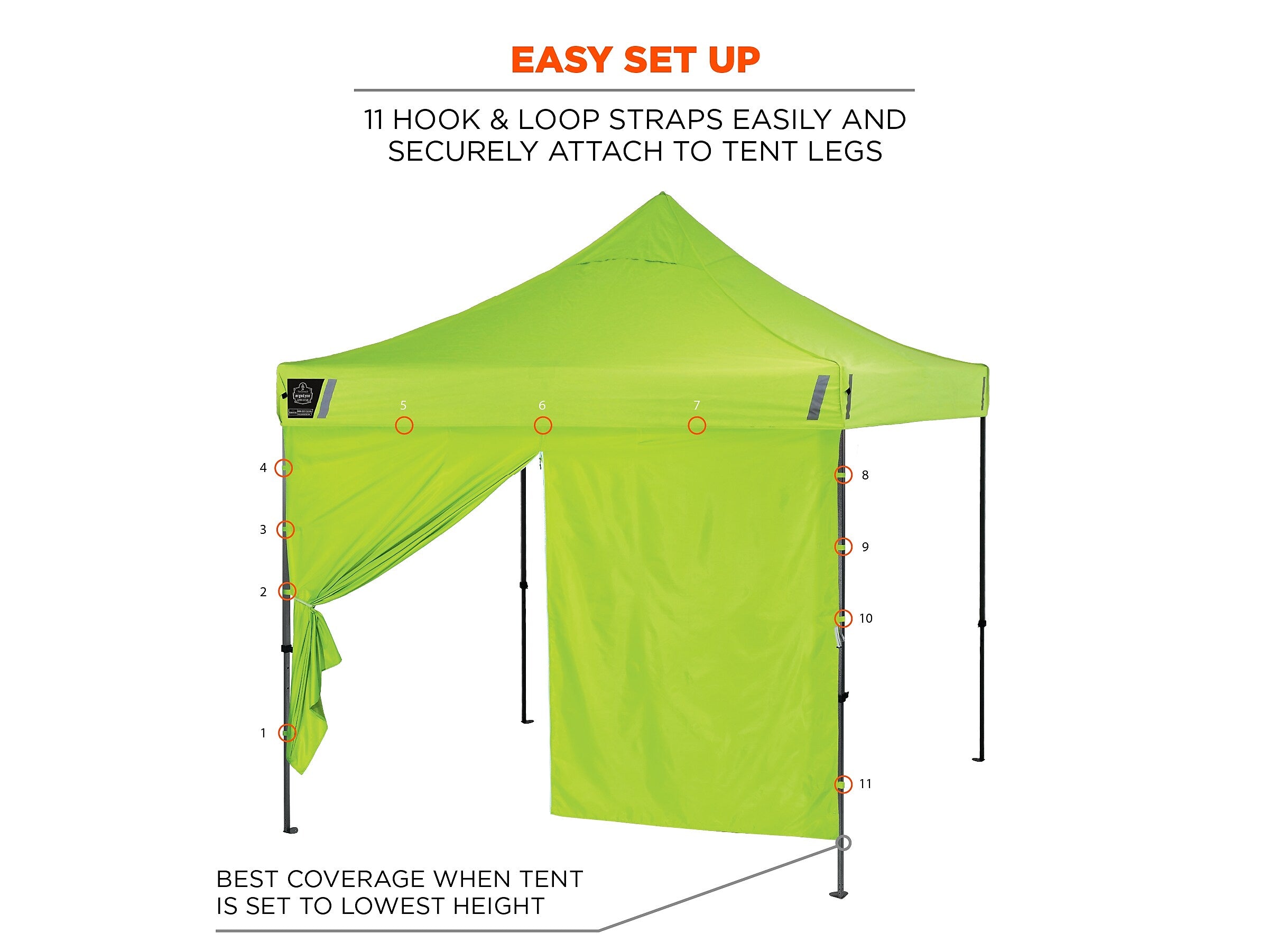 Ergodyne SHAX 6096 Pop-Up Tent Sidewall with Zipper, Lime (12978)