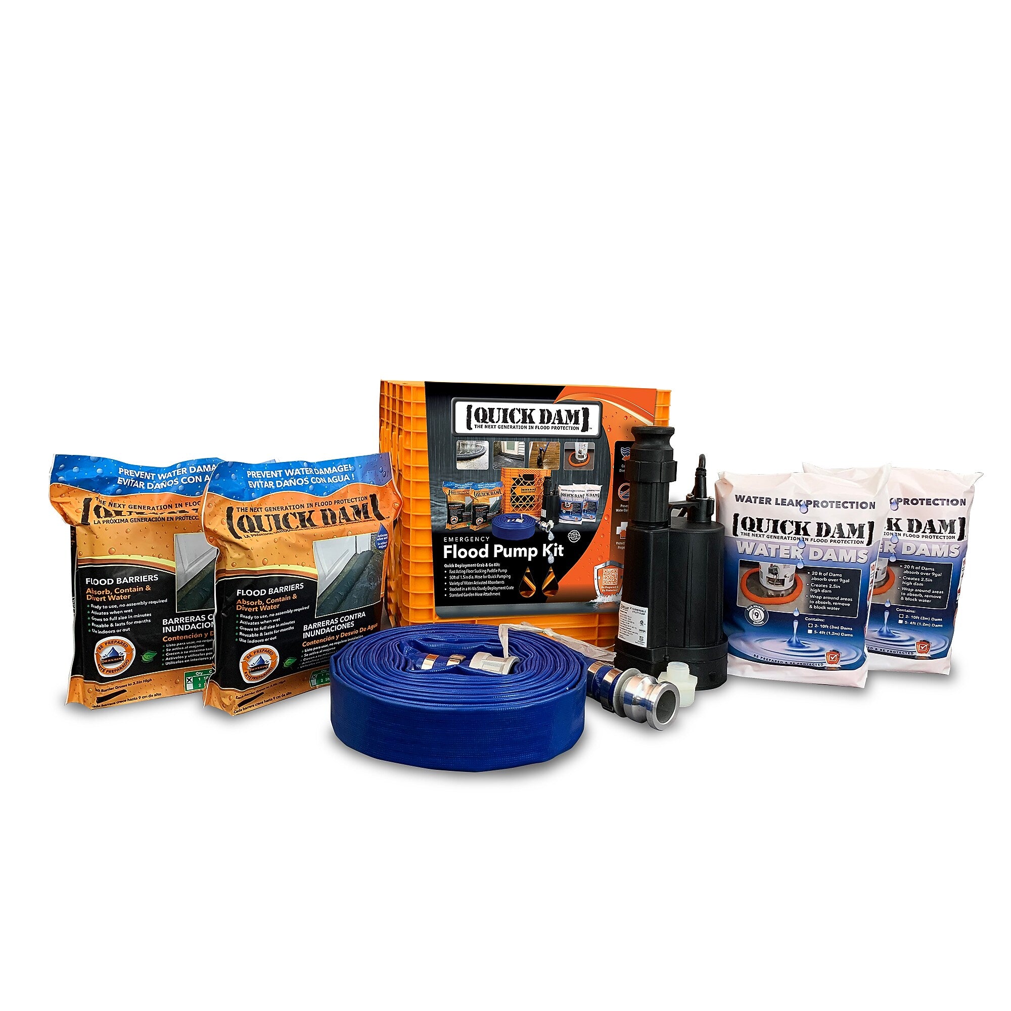 Quick Dam 7-Piece Multipurpose Emergency Flood Pump Kit (QDPK3)